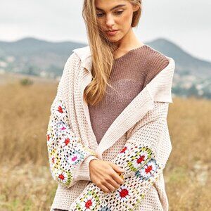Cozy Crochet Pattern Sleeve Cardigan Sweater by Davi and Dani